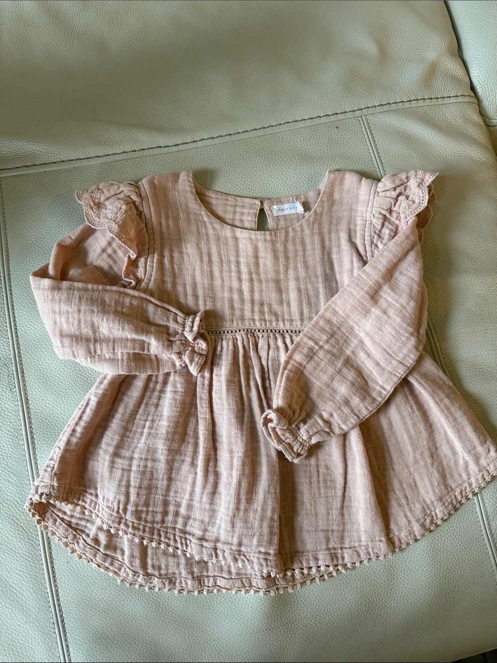 Jamie Kay Peach Blush Long-Sleeve Ruffle Peasant Top